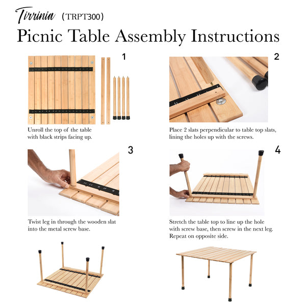 Bamboo Wine Picnic Table with Carrying Bag