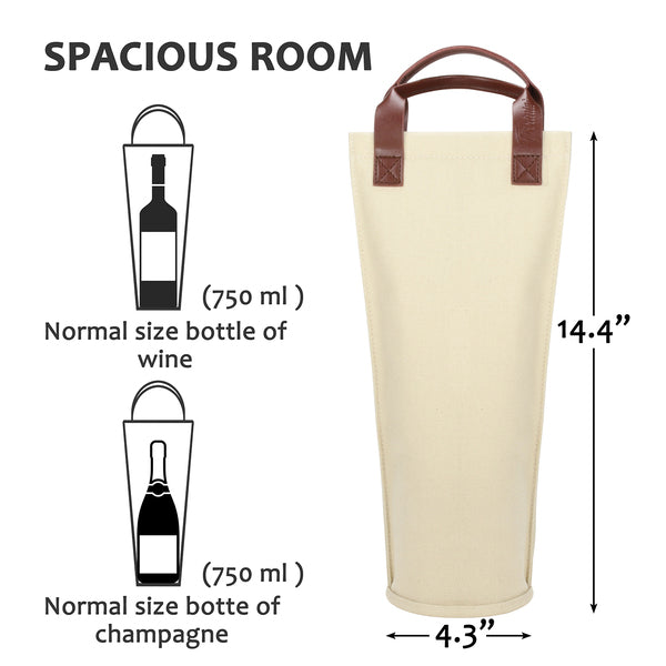 Beige Single Bottle Wine Bag