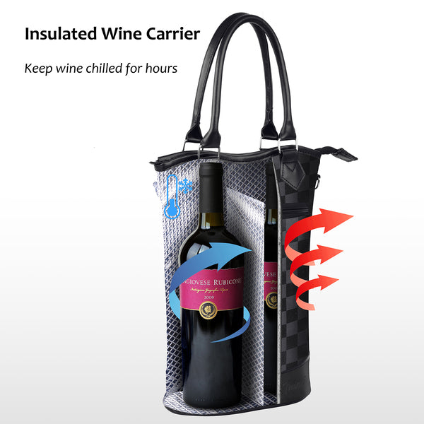 Black 2 Bottle Wine Gift Tote