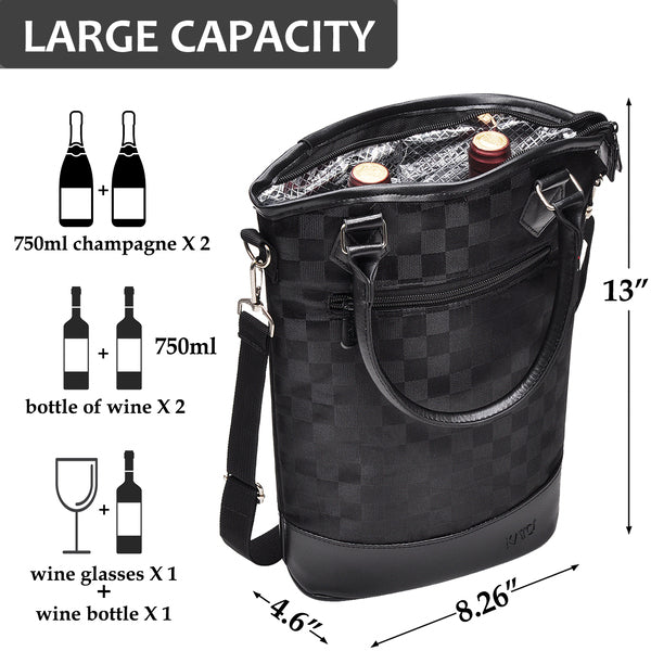 Black 2 Bottle Wine Gift Tote
