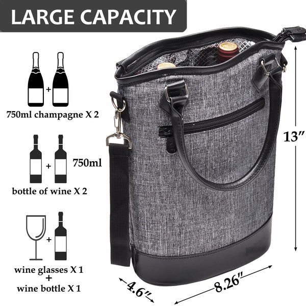 Grey 2 Bottle Wine Gift Tote