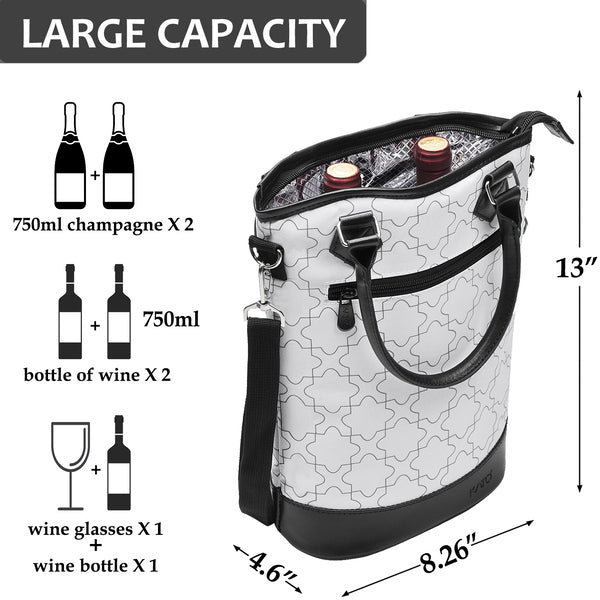White 2 Bottle Wine Gift Tote