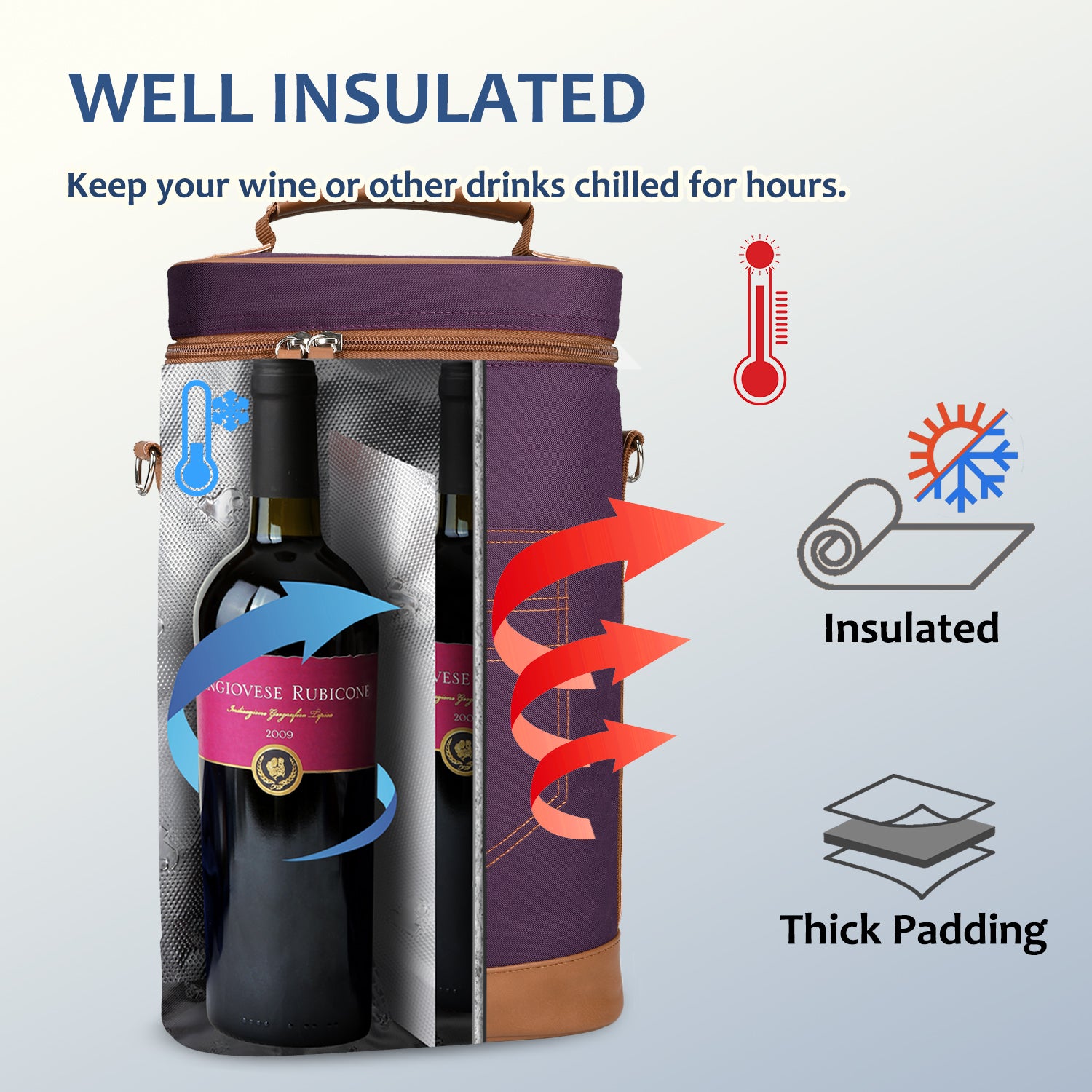 Purple 2 Bottle Wine Gift Tote