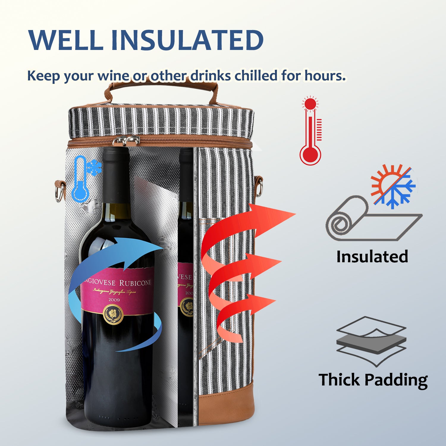 Black Stripe 2 Bottle Wine Gift Tote