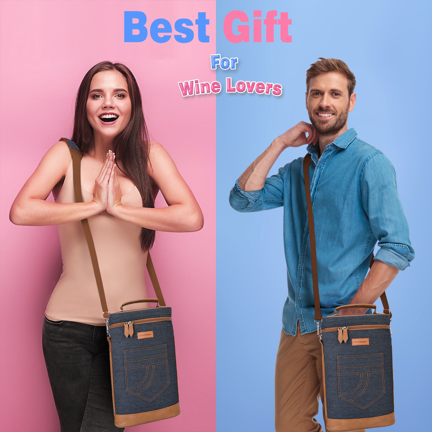 Blue 2 Bottle Wine Gift Tote