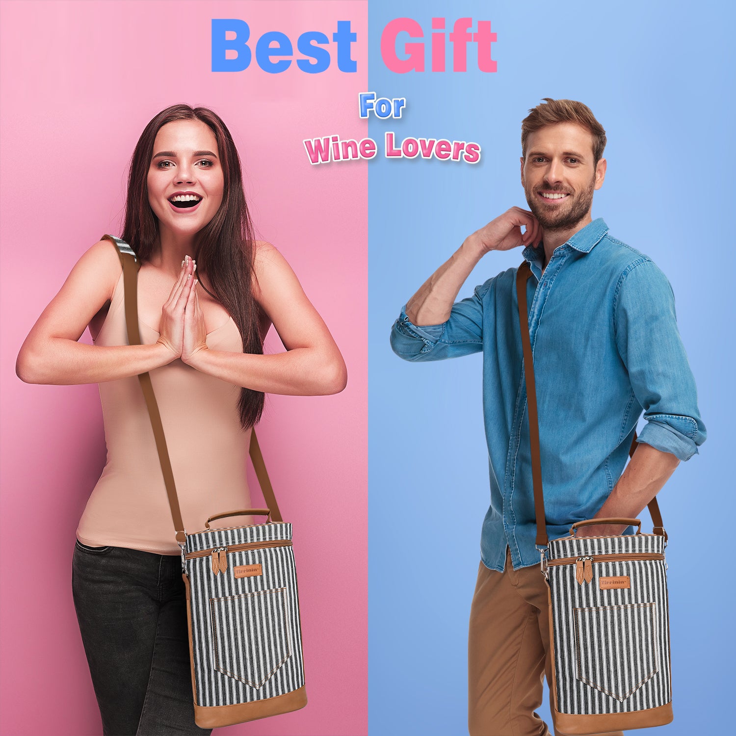 Black Stripe 2 Bottle Wine Gift Tote