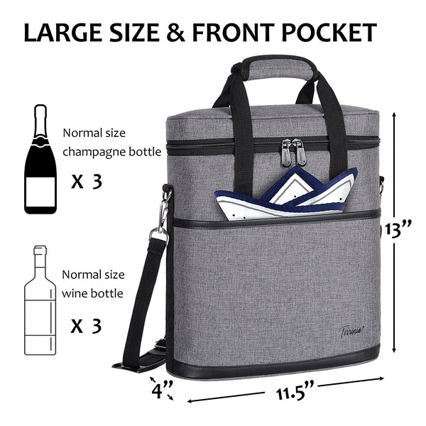Grey 3 Bottle Wine Carrier with Corkscrew