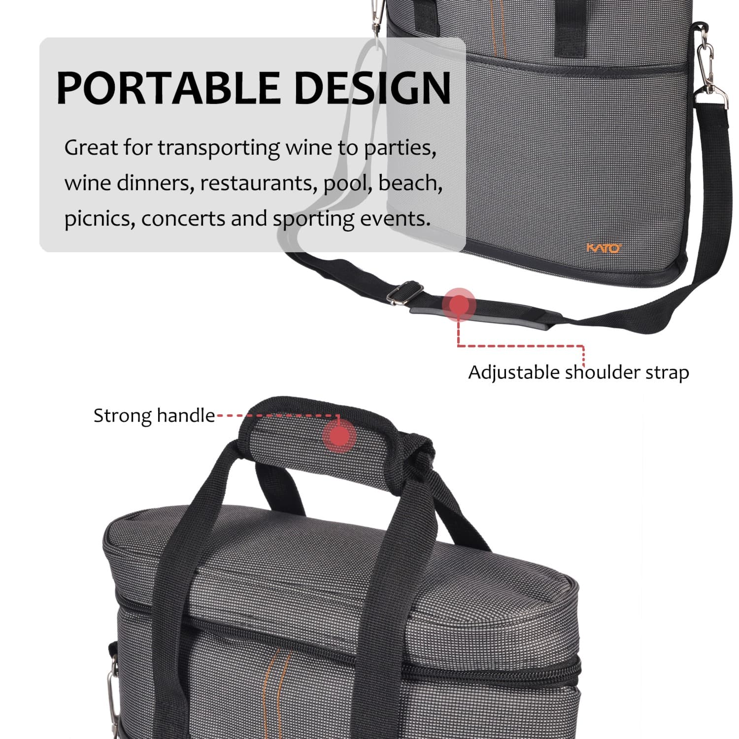 Dark Grey 3 Bottle Wine Carrier with Corkscrew