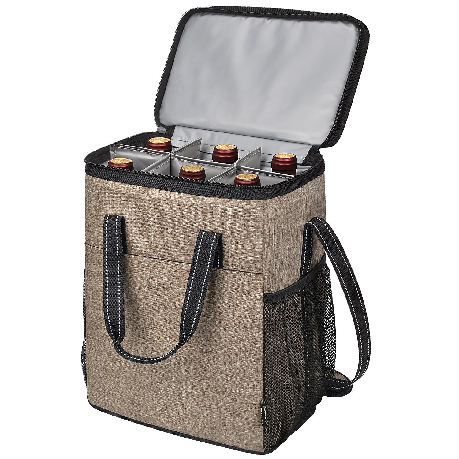 Beige 6 Bottle Wine Cooler Bag