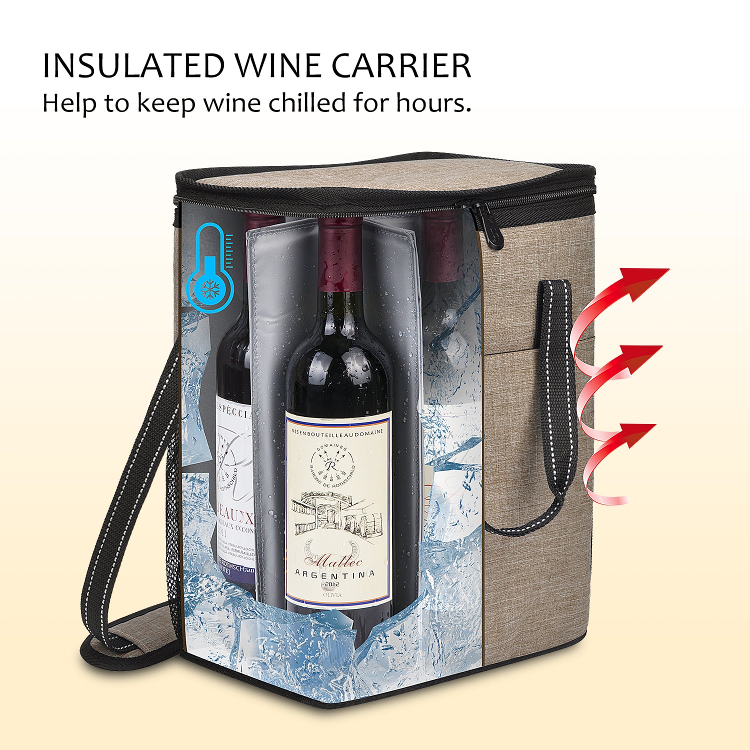Beige 6 Bottle Wine Cooler Bag