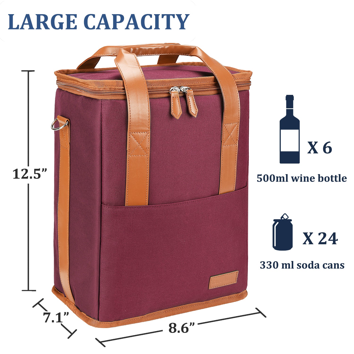 Red 6 Bottle Wine Bag