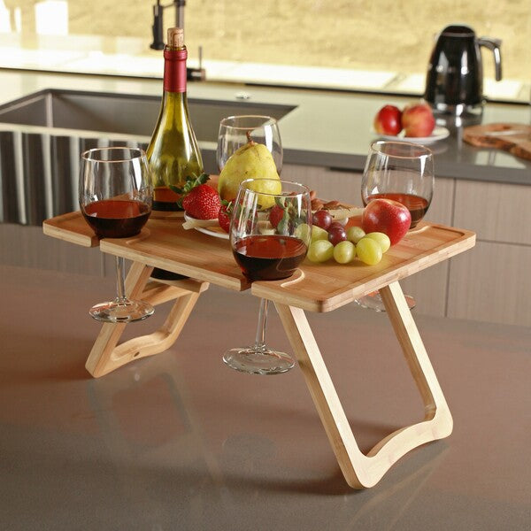 Foldable Bamboo Wine Table