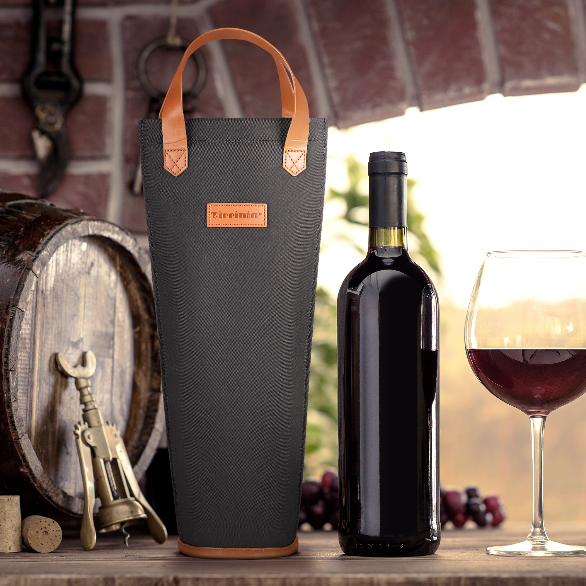 Black Single Bottle Wine Tote Bag