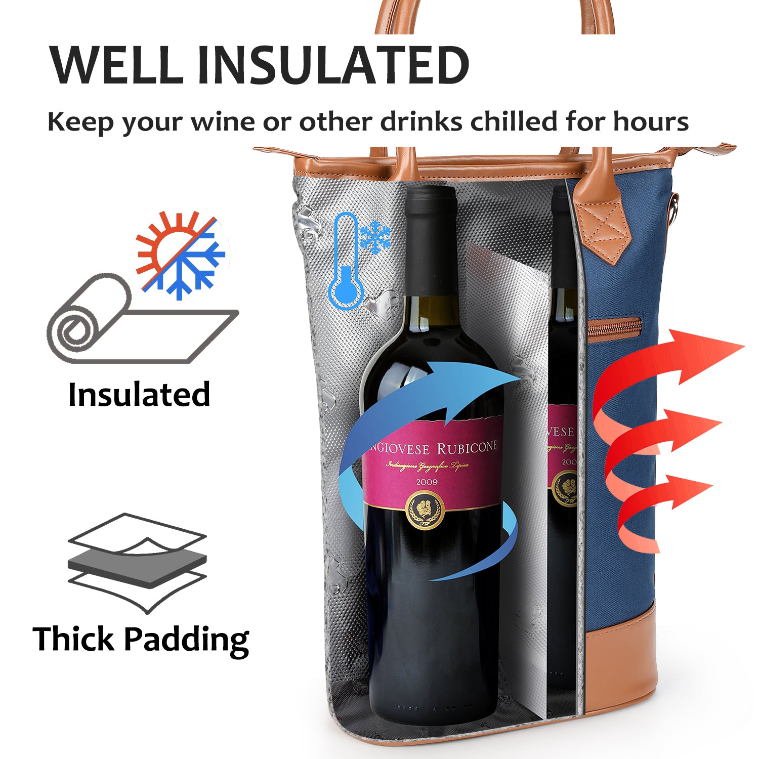 Blue 2 Bottle Wine Gift Bag
