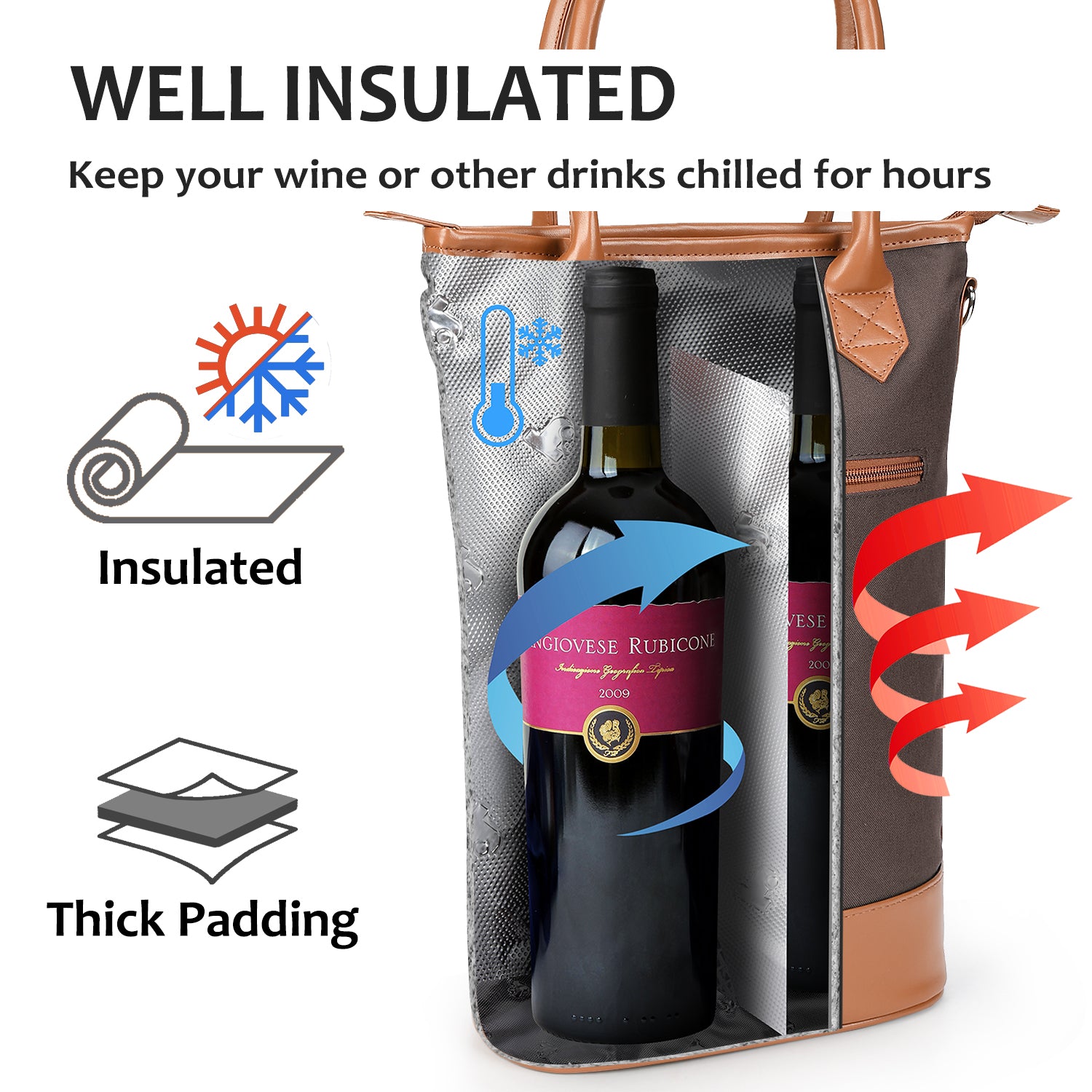 Brown 2 Bottle Wine Gift Bag