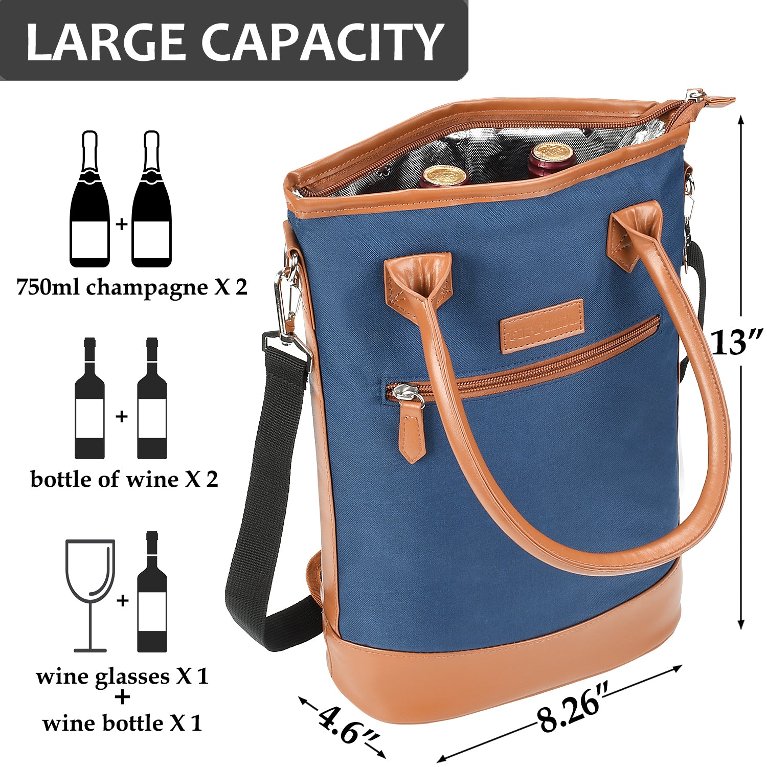 Blue 2 Bottle Wine Gift Bag