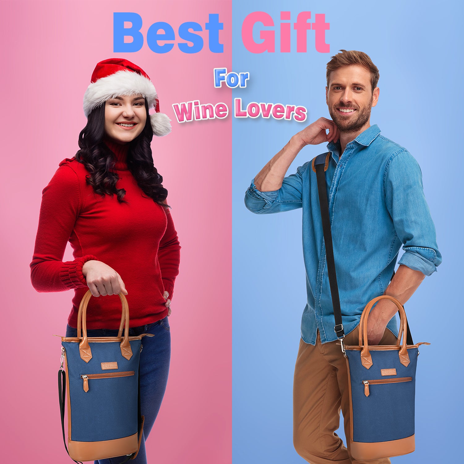 Blue 2 Bottle Wine Gift Bag