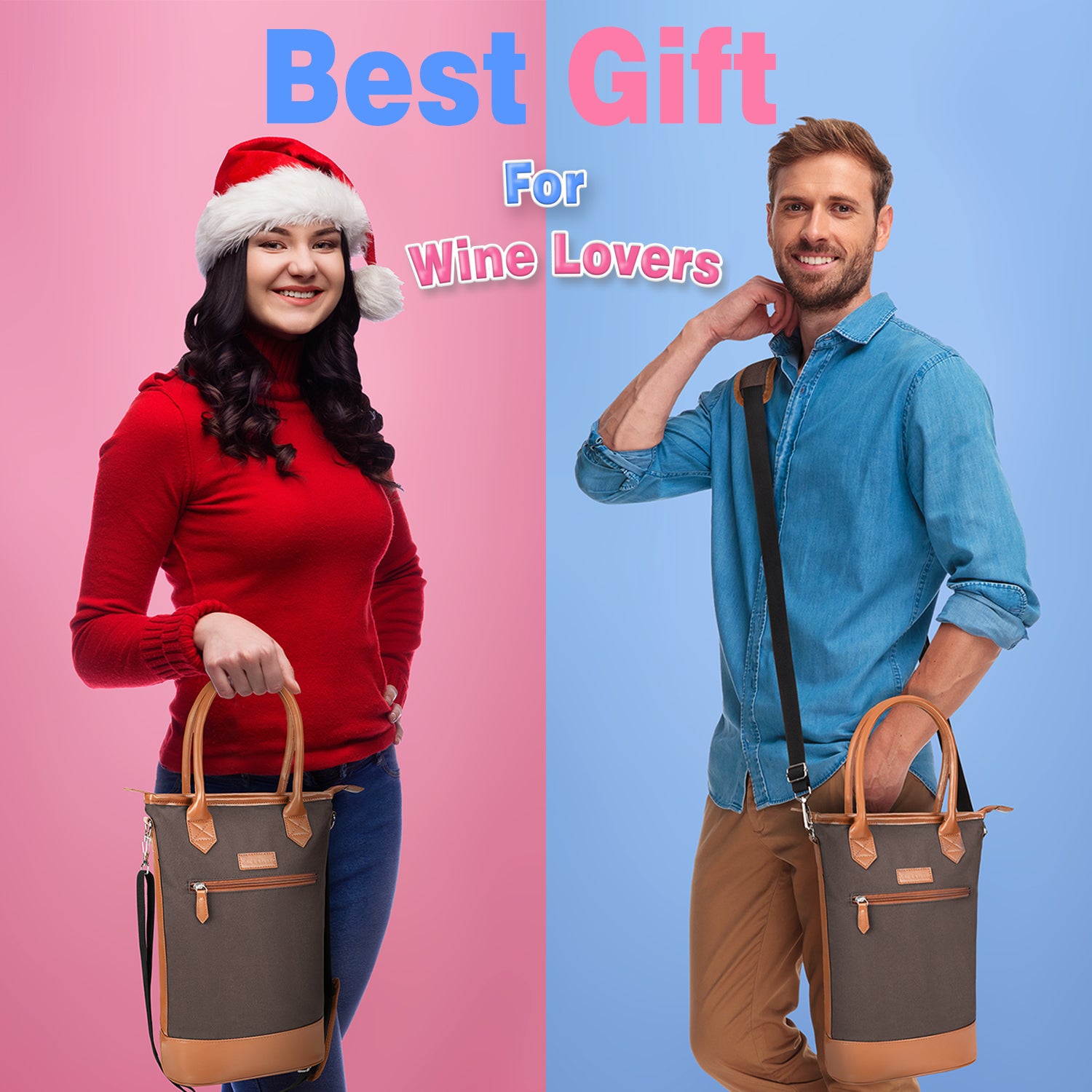 Brown 2 Bottle Wine Gift Bag