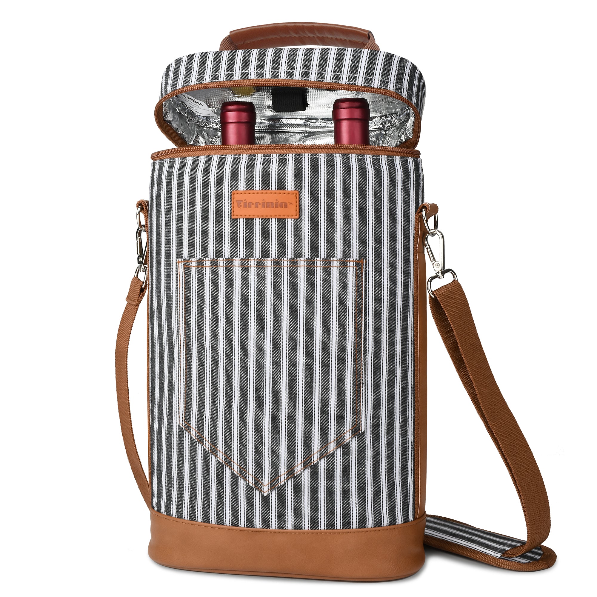 Black Stripe 2 Bottle Wine Gift Tote