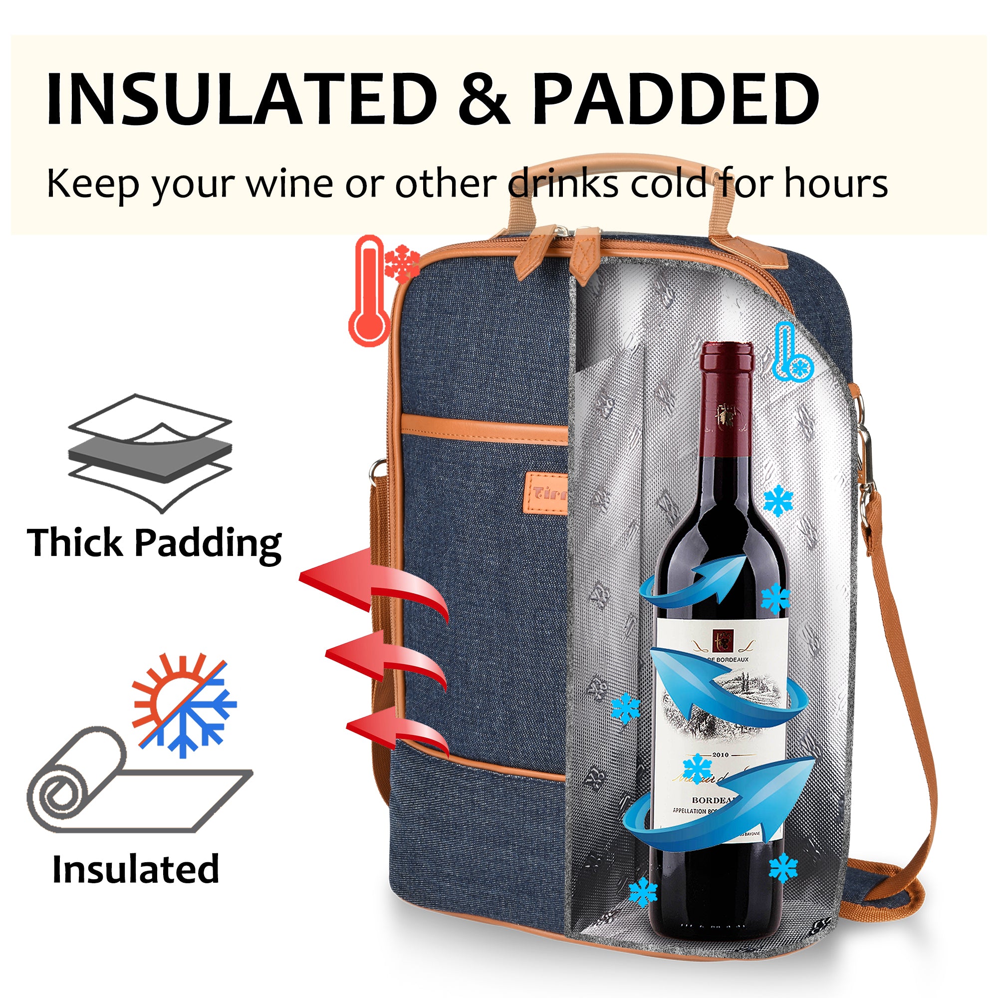 Dark Blue 2 Bottle Wine Cooler Carrier