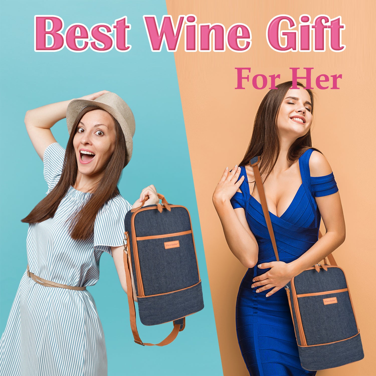 Dark Blue 2 Bottle Wine Cooler Carrier