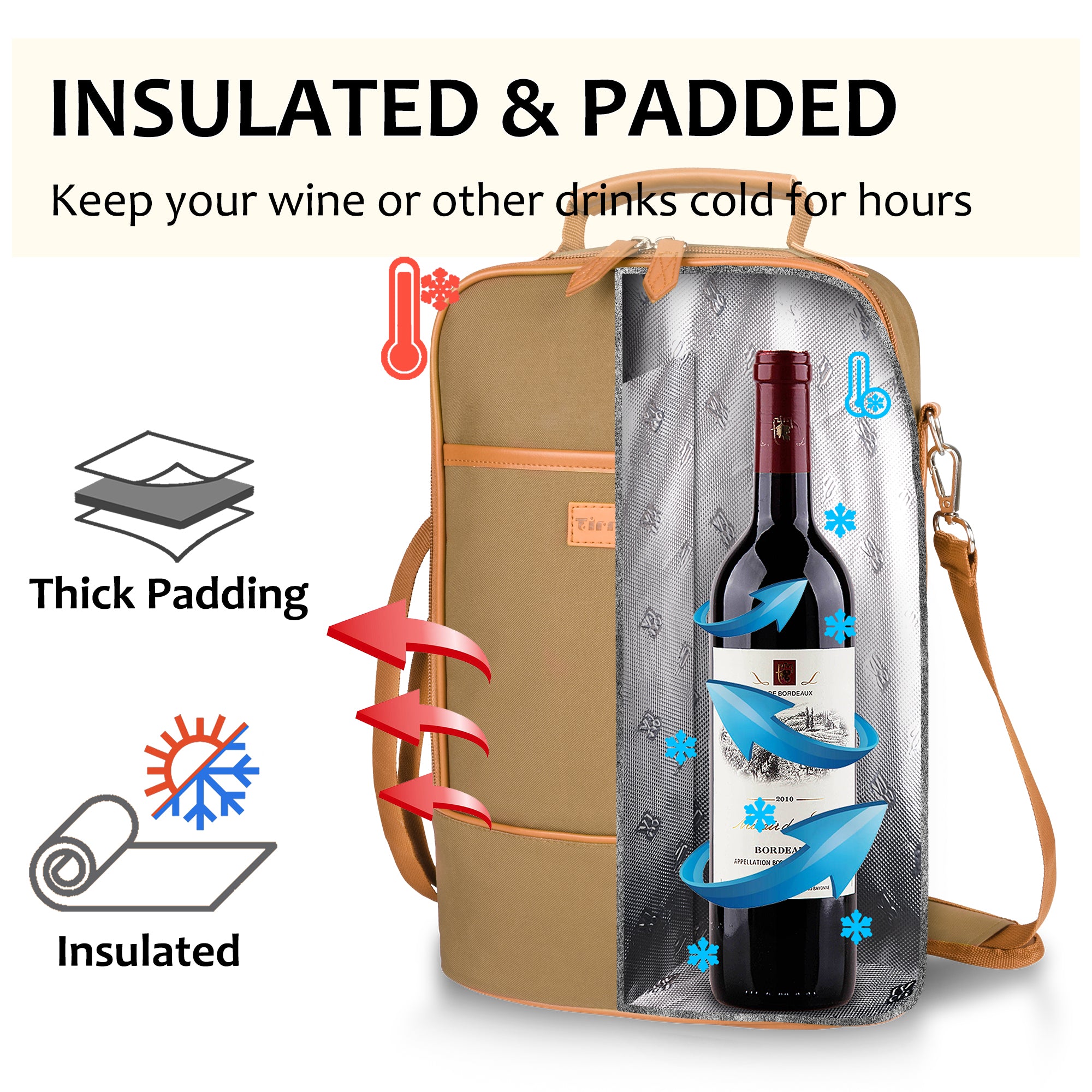 Khaki 2 Bottle Wine Cooler Carrier