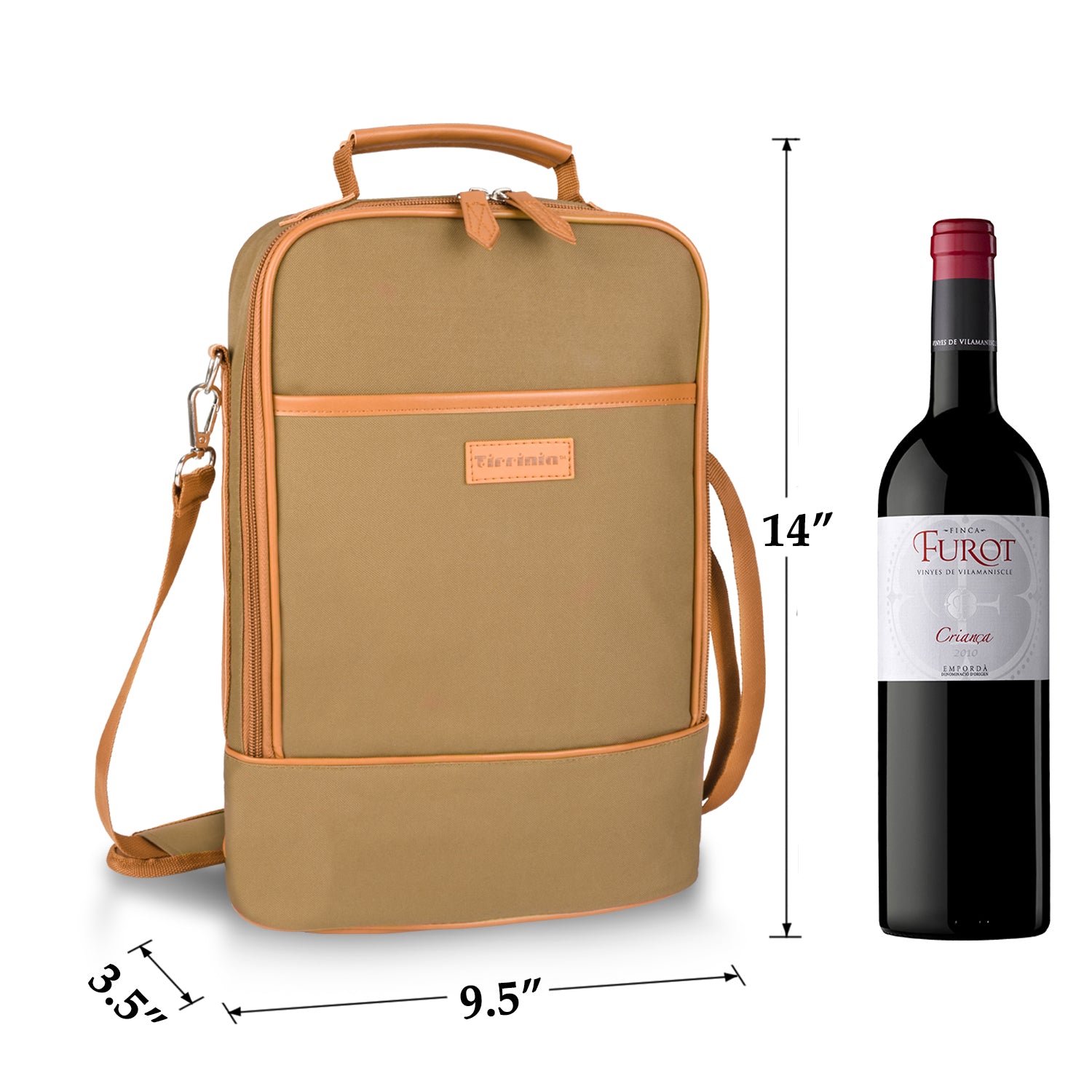 Khaki 2 Bottle Wine Cooler Carrier