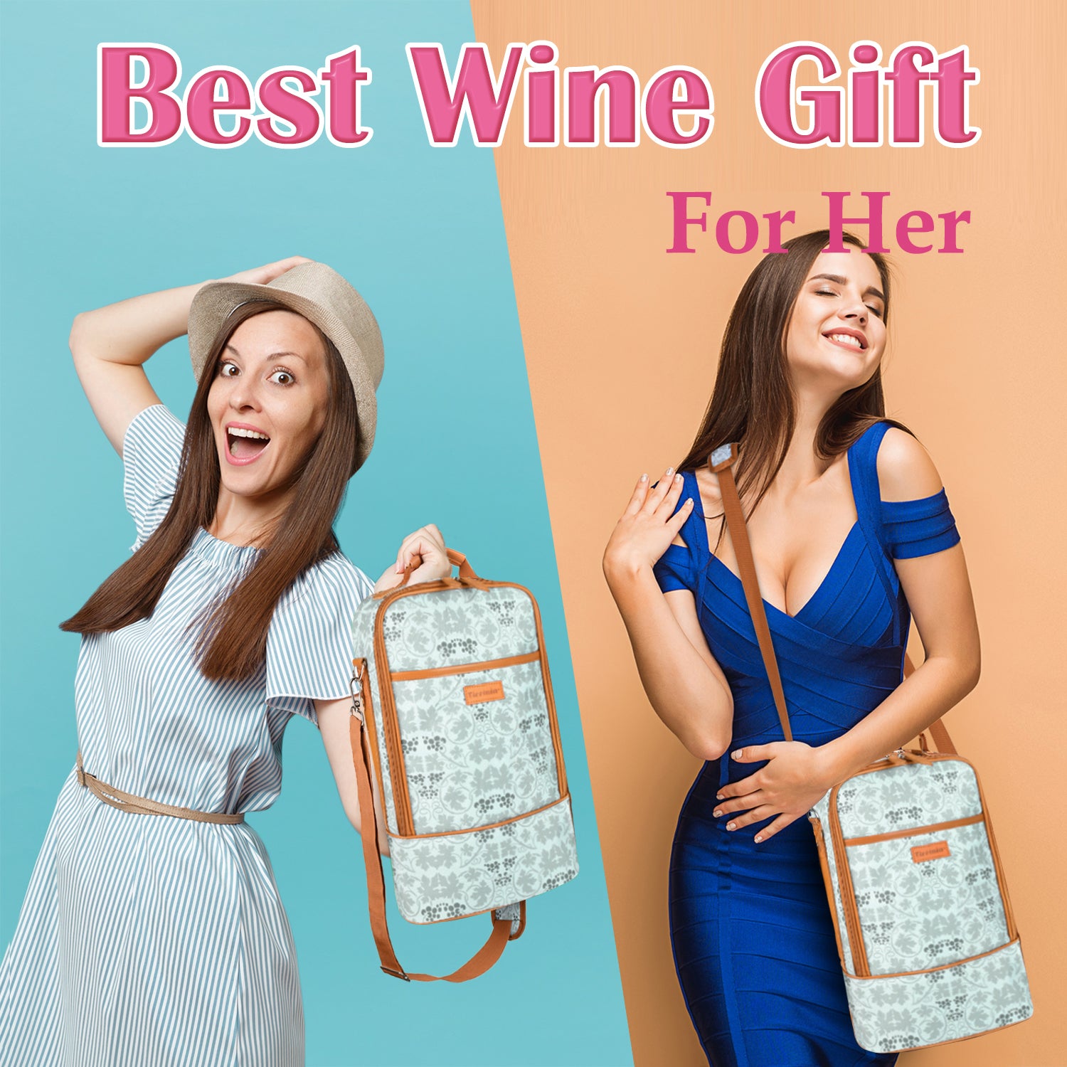 White Flower 2 Bottle Wine Cooler Carrier