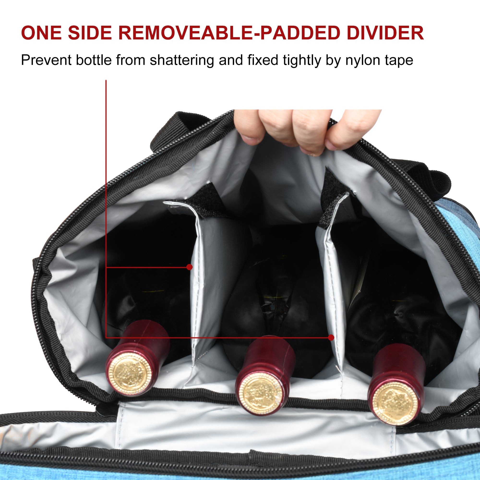 Blue 3 Bottle Wine Carrier with Corkscrew