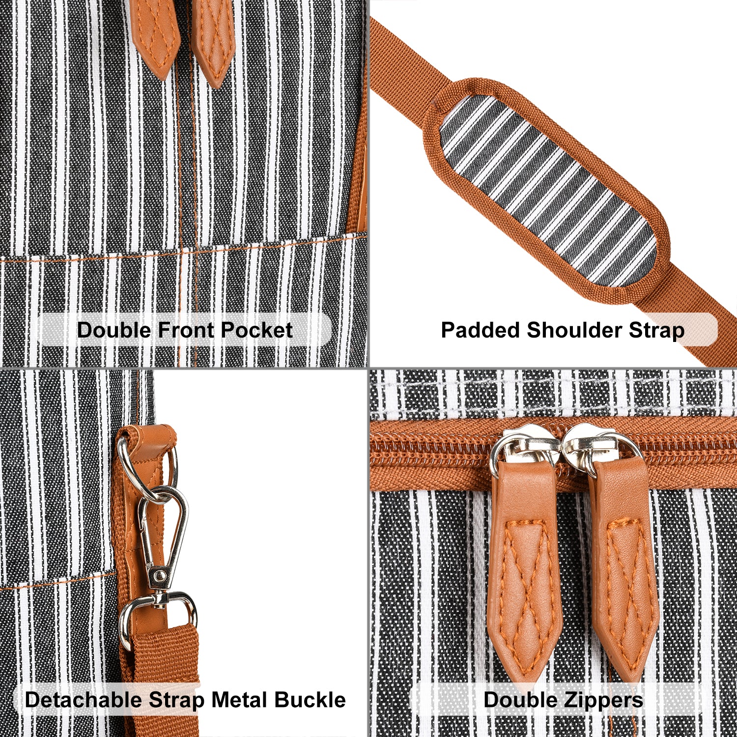 Black Stripe 3 Bottle Insulated Wine Gift carrier