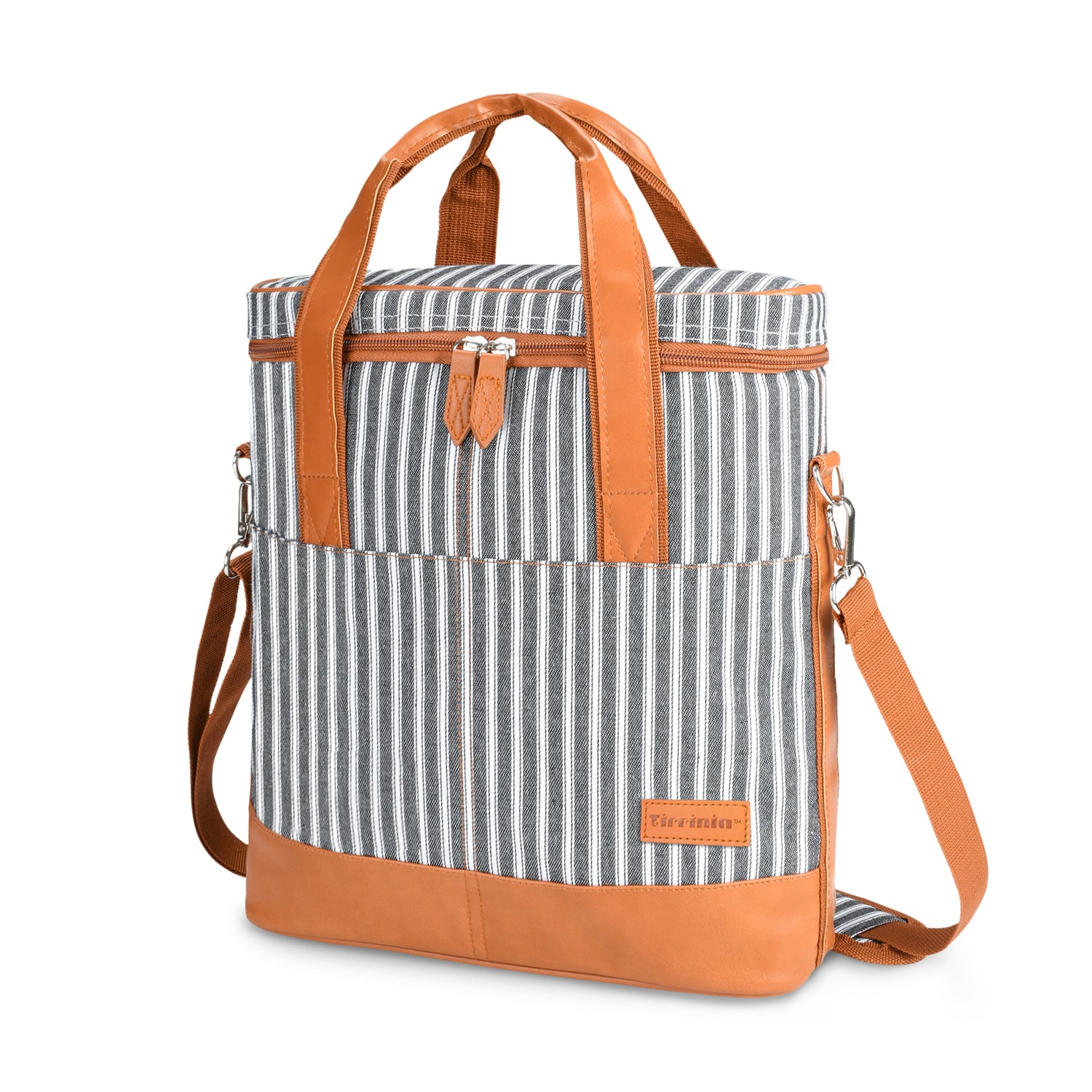 Black Stripe 3 Bottle Insulated Wine Gift carrier