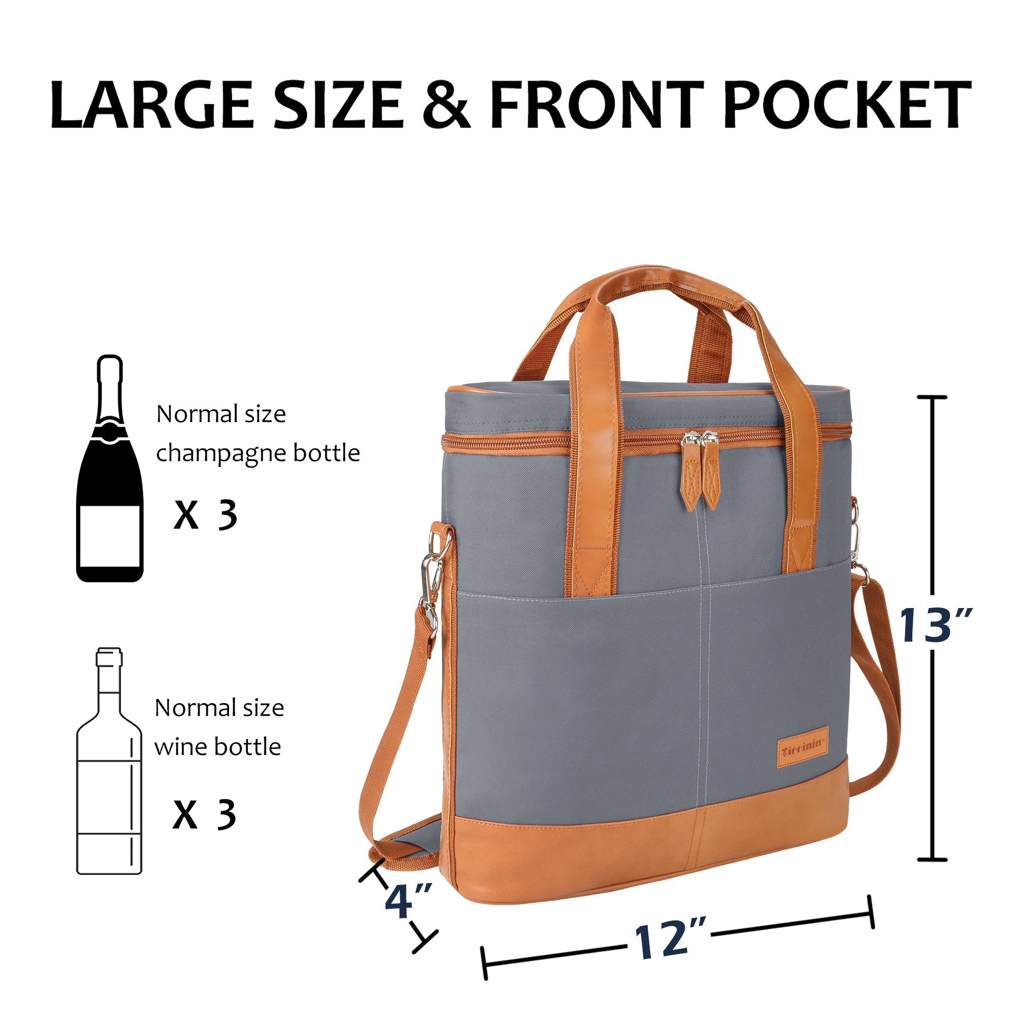 Grey 3 Bottle Insulated Wine Gift carrier