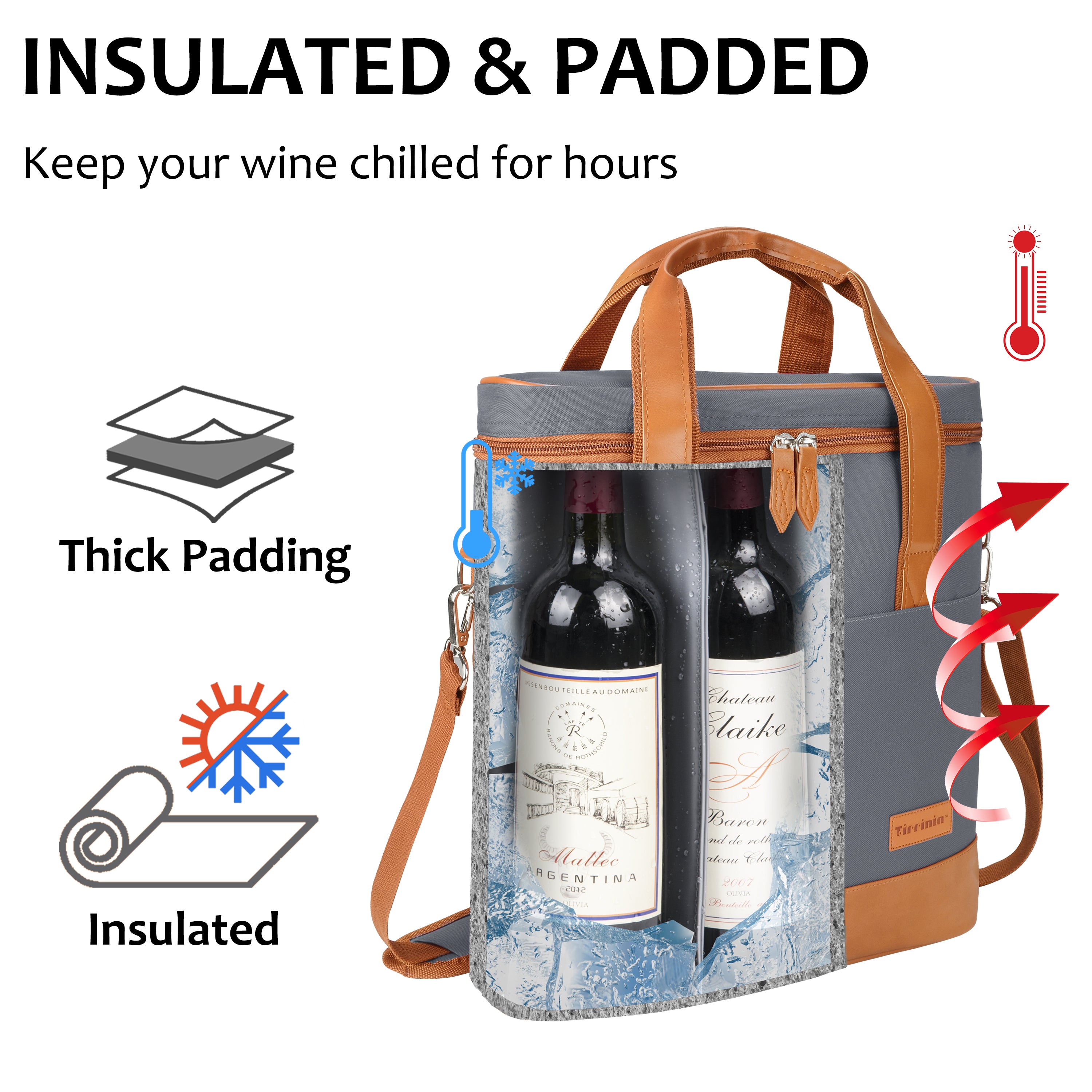 Grey 3 Bottle Insulated Wine Gift carrier