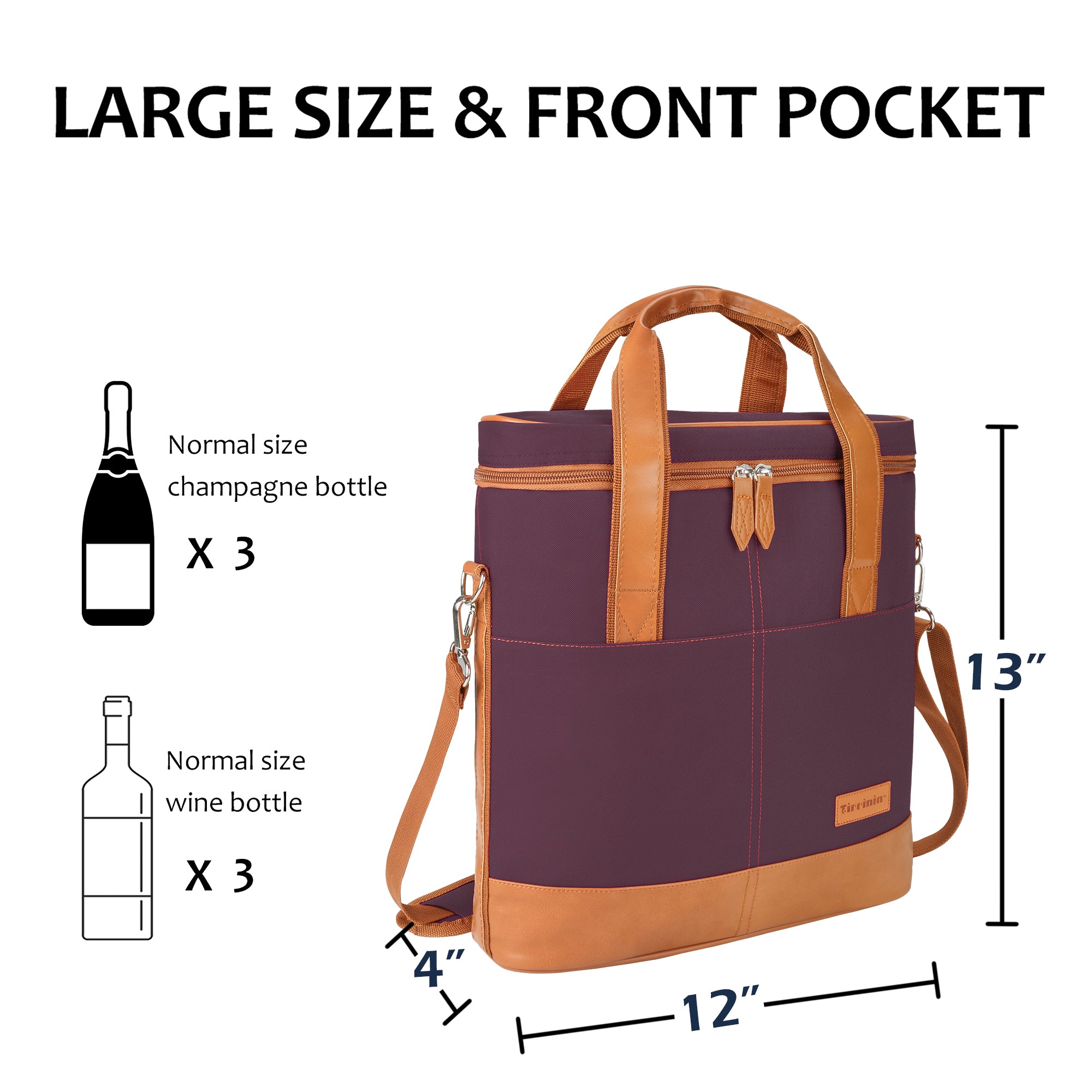 Purple 3 Bottle Insulated Wine Gift carrier