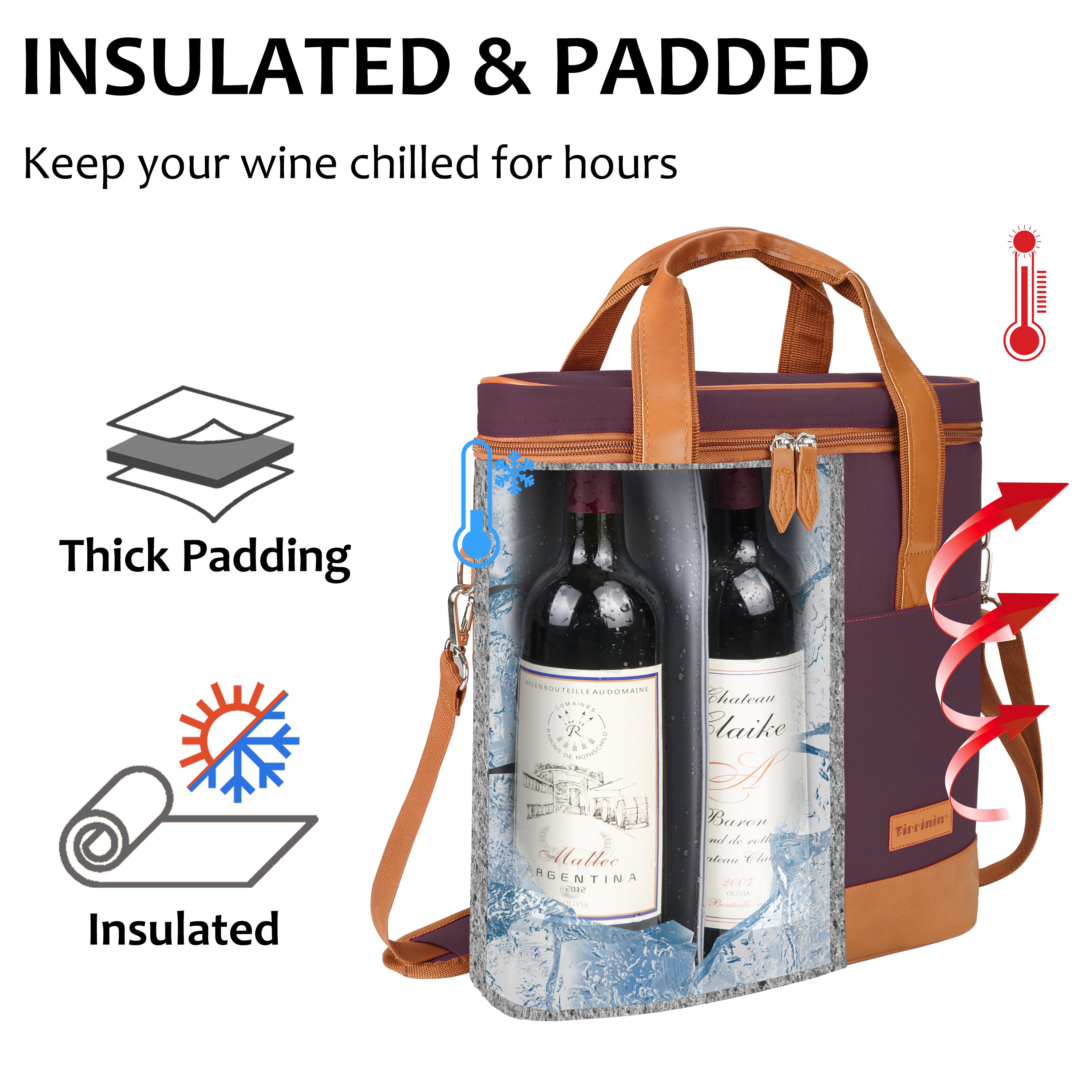 Purple 3 Bottle Insulated Wine Gift carrier
