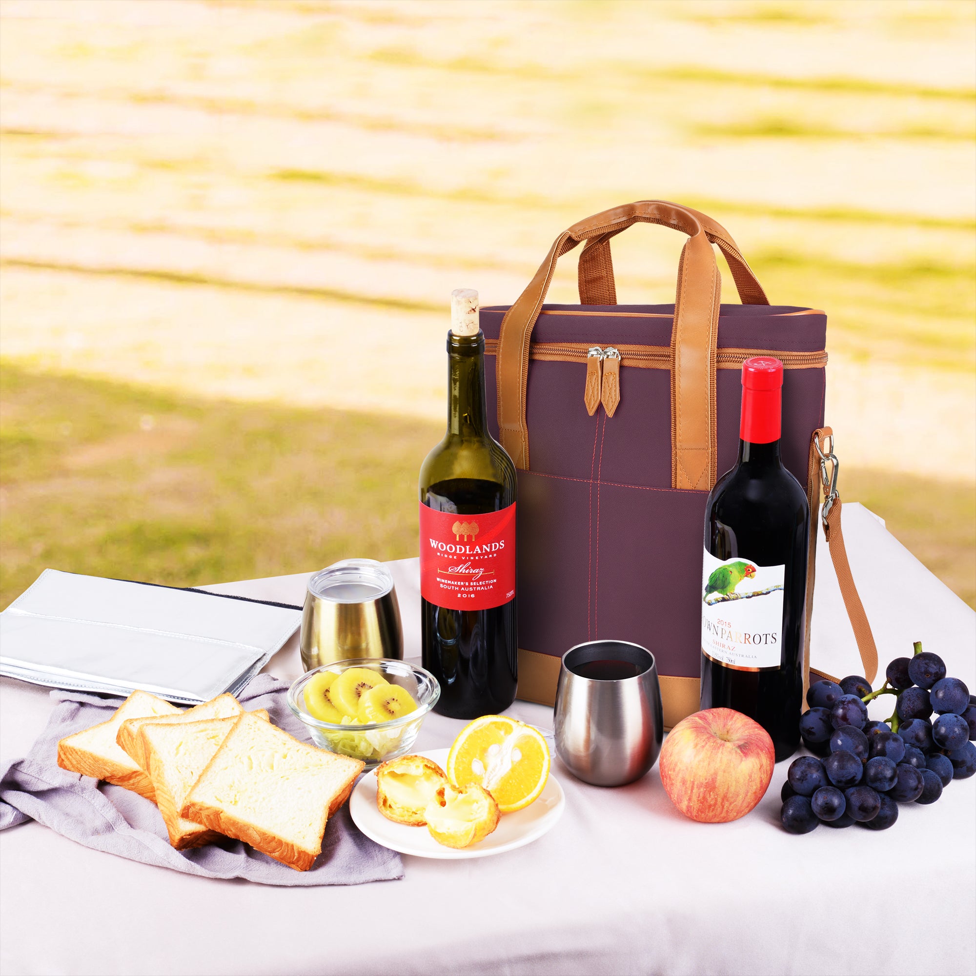 Purple 3 Bottle Insulated Wine Gift carrier