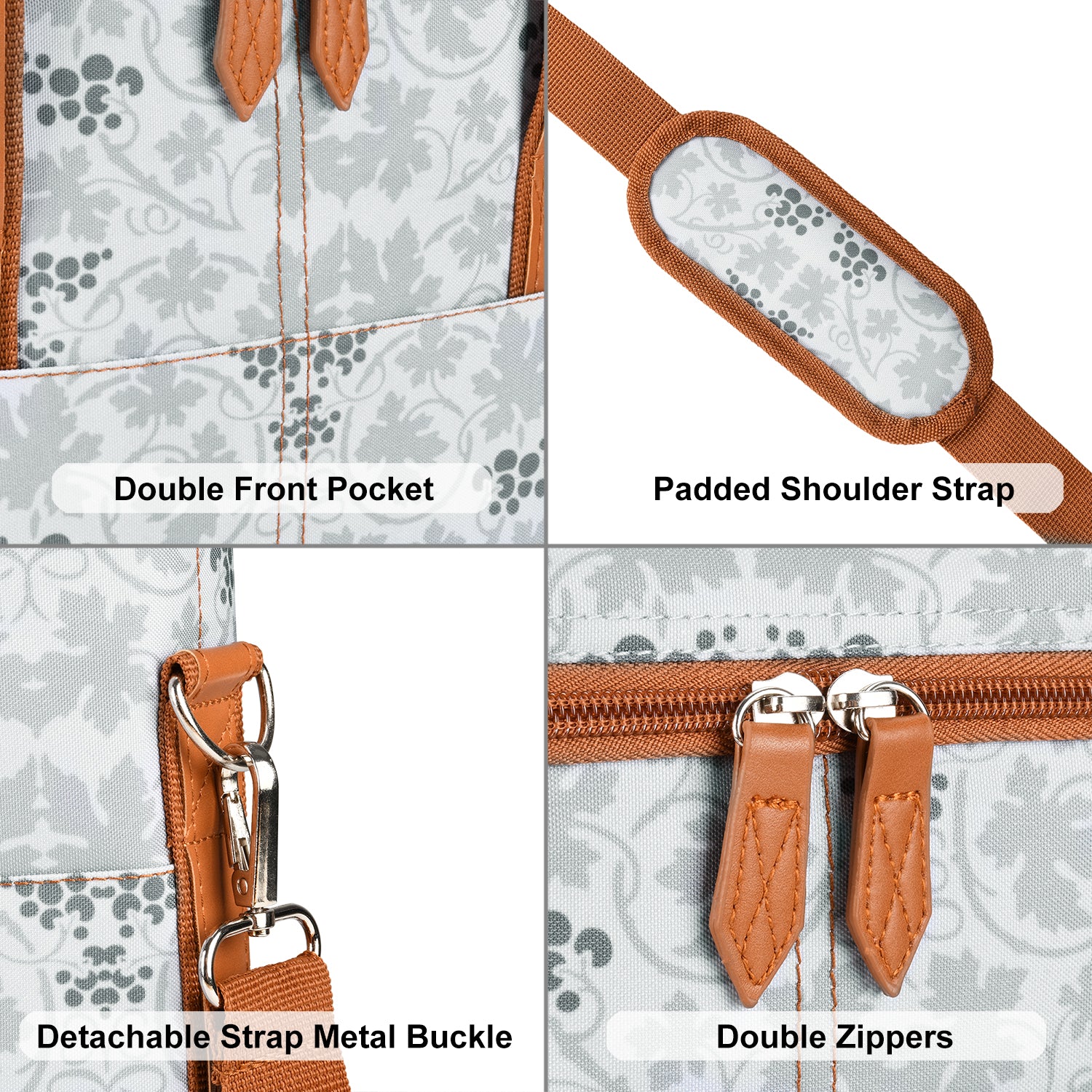 White Flower 3 Bottle Insulated Wine Gift carrier