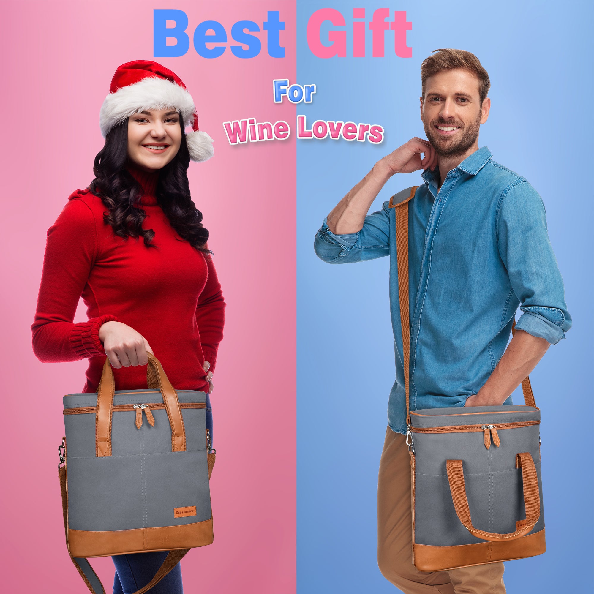 Grey 3 Bottle Insulated Wine Gift carrier