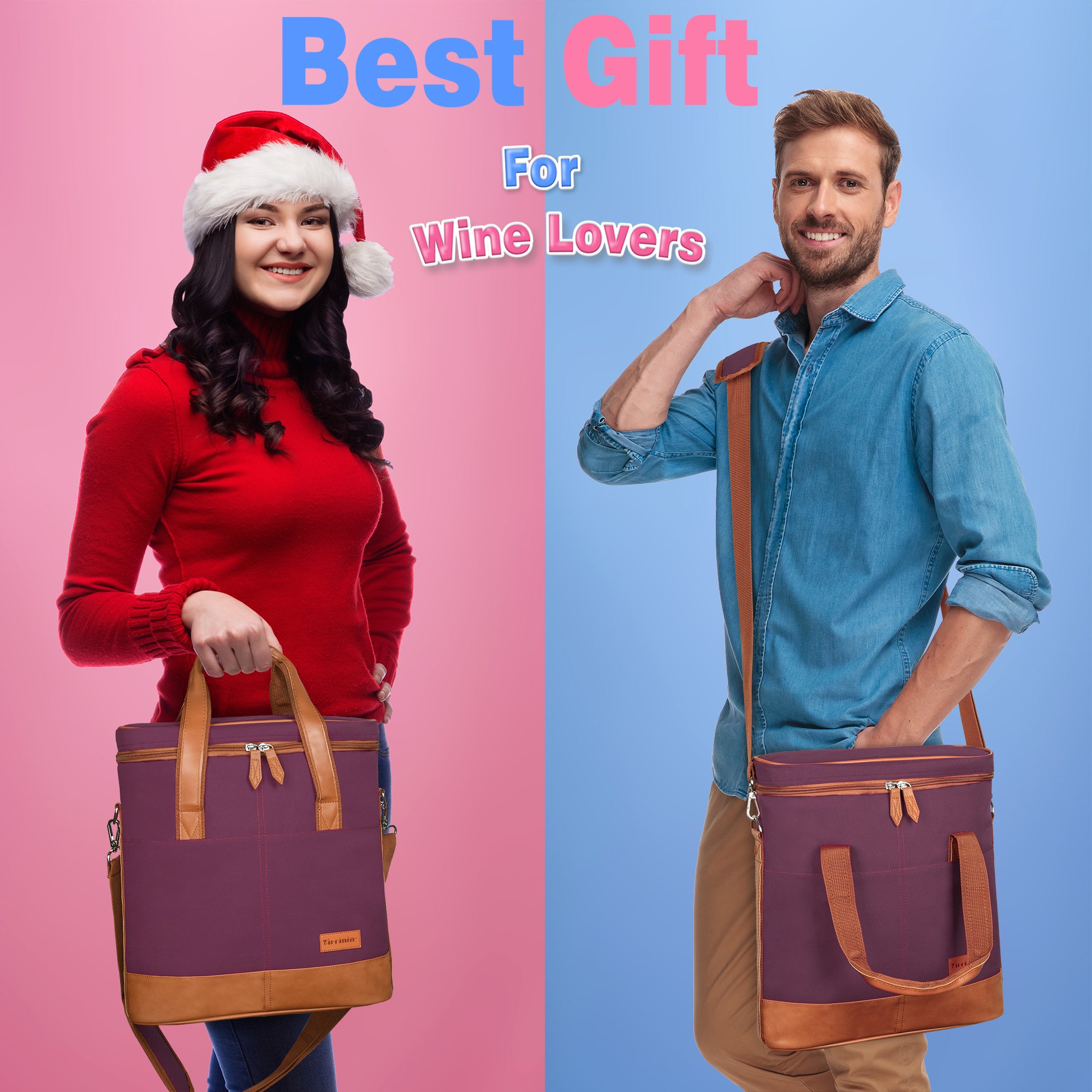 Purple 3 Bottle Insulated Wine Gift carrier