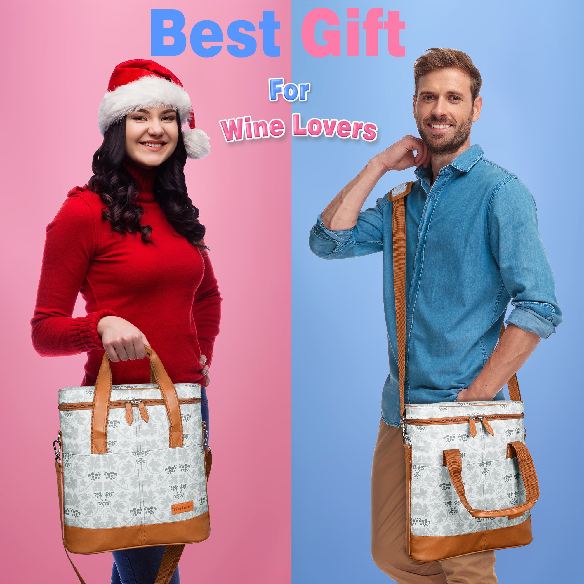 White Flower 3 Bottle Insulated Wine Gift carrier