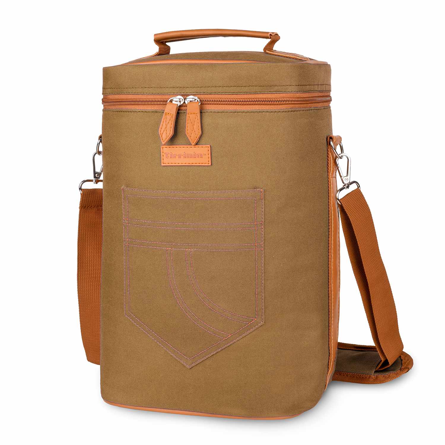Khaki 4 Bottle Wine Bag