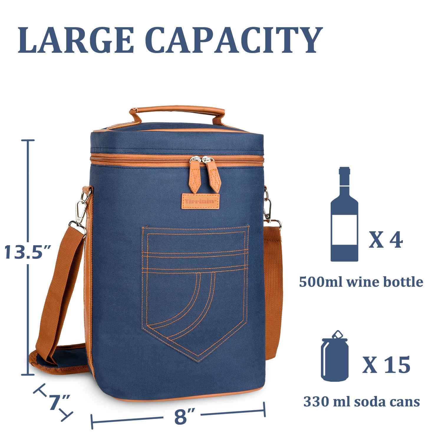Dark Blue 4 Bottle Wine Bag