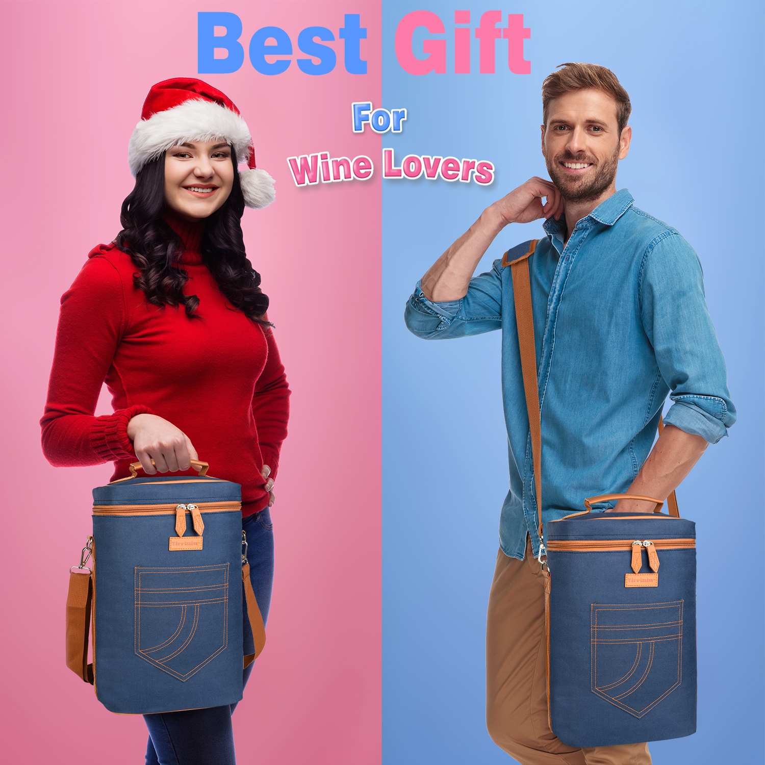 Dark Blue 4 Bottle Wine Bag