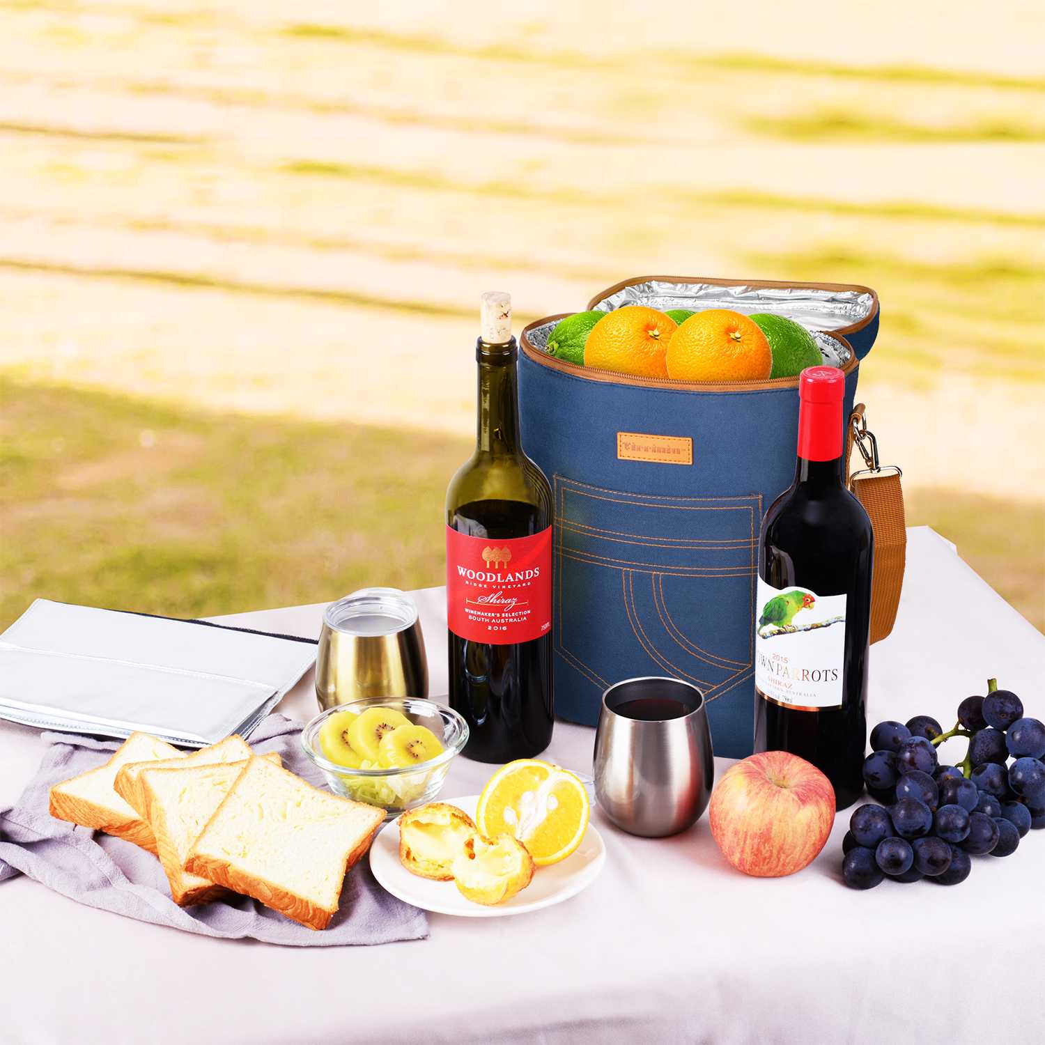 Dark Blue 4 Bottle Wine Bag