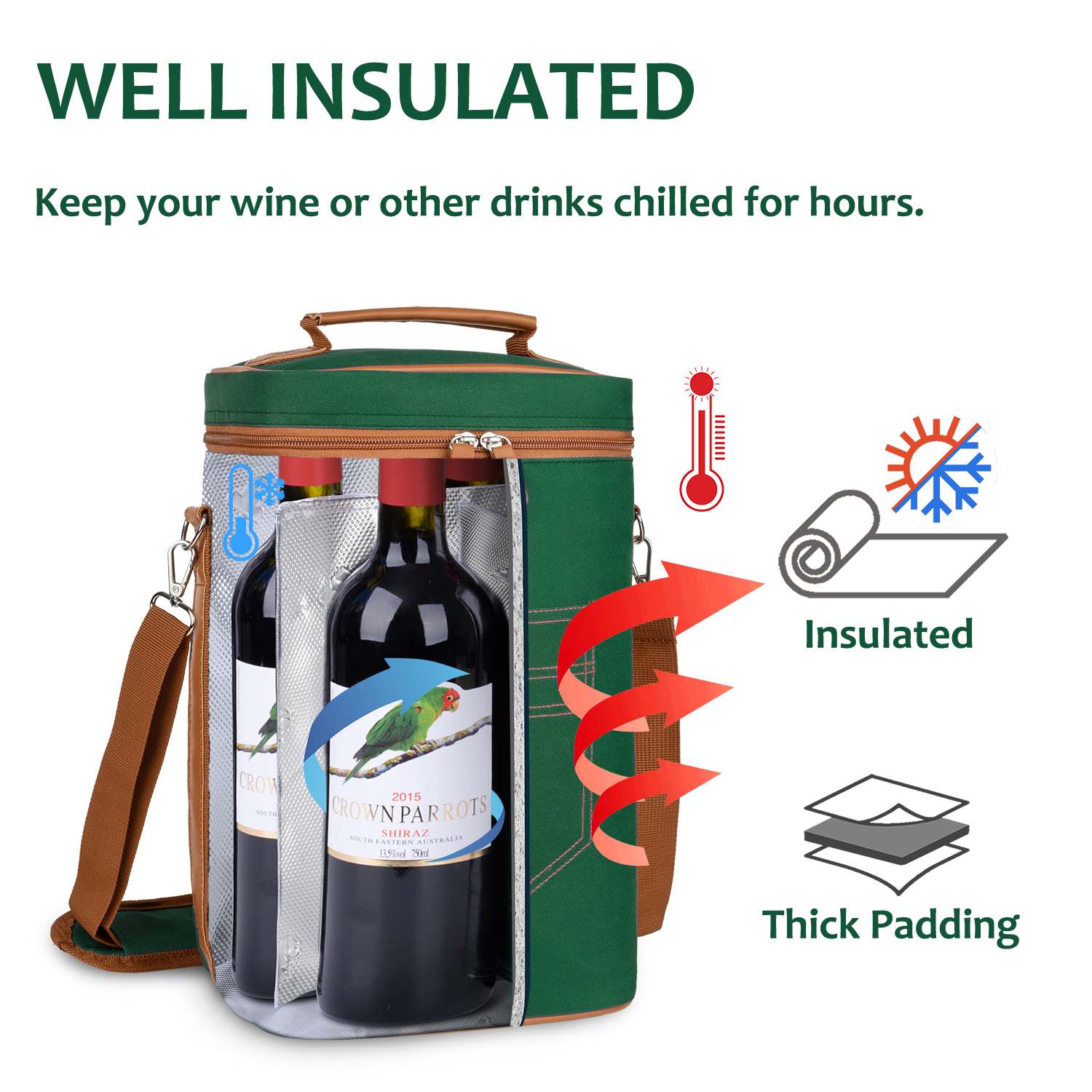 Green 4 Bottle Wine Bag