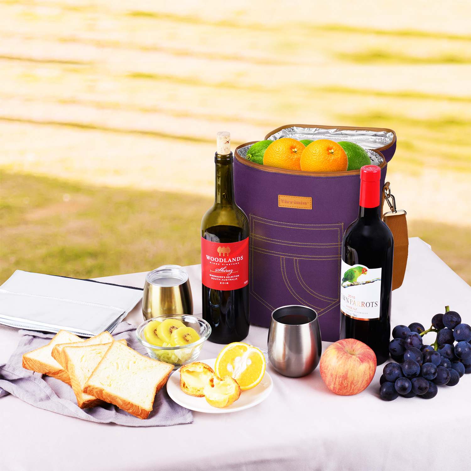 Purple 4 Bottle Wine Bag