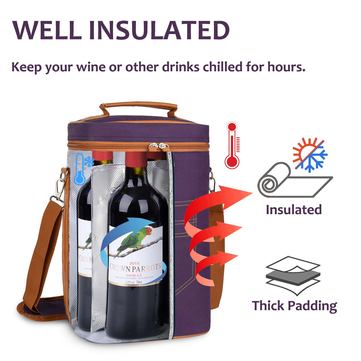 Purple 4 Bottle Wine Bag