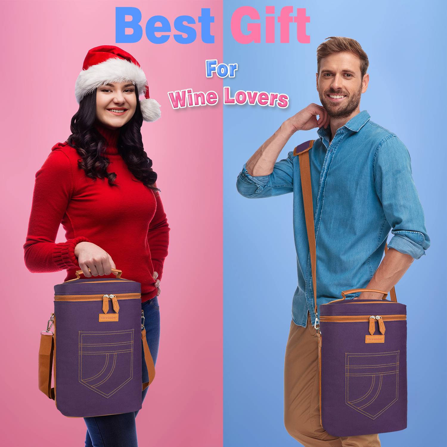 Purple 4 Bottle Wine Bag