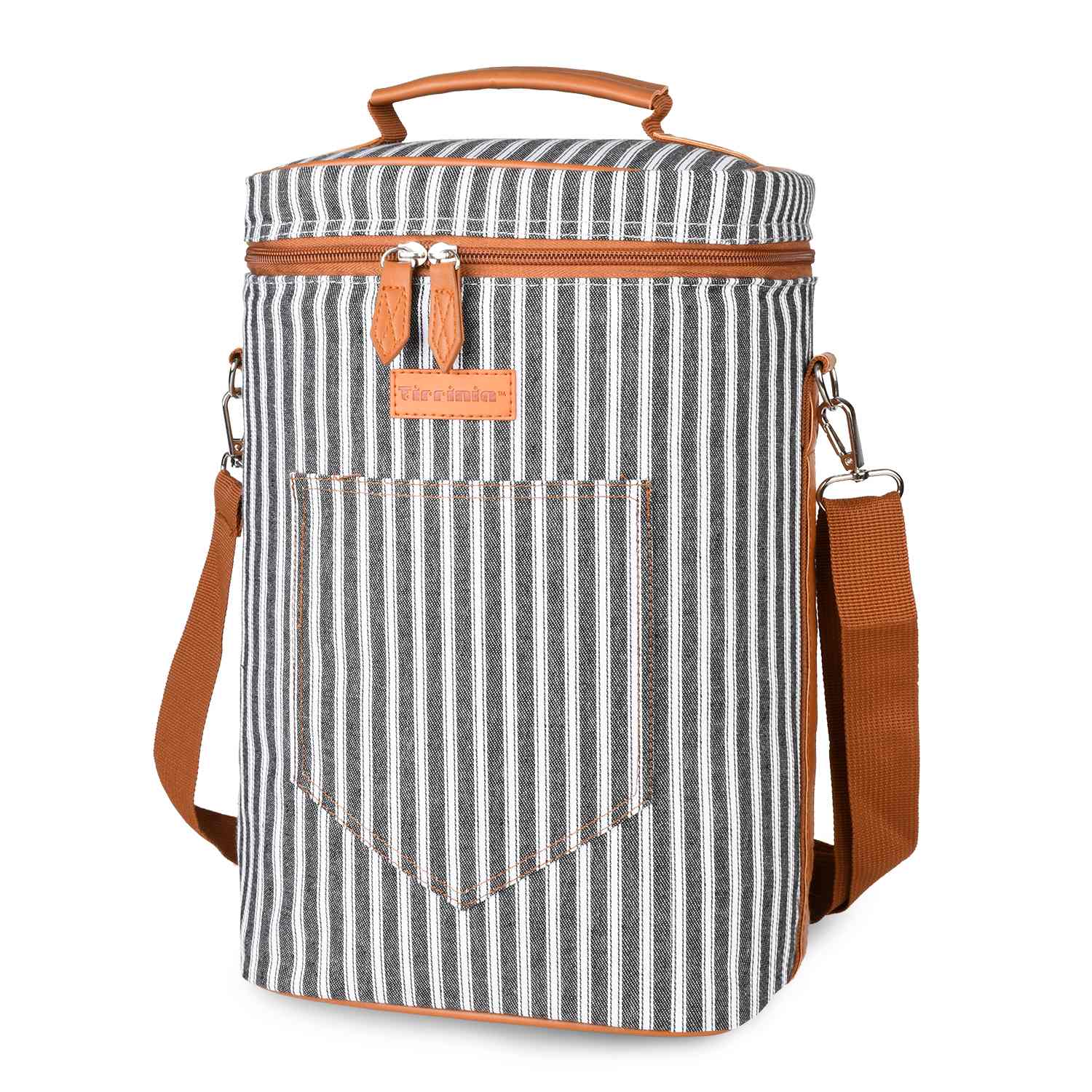 Black Stripe 4 Bottle Wine Bag