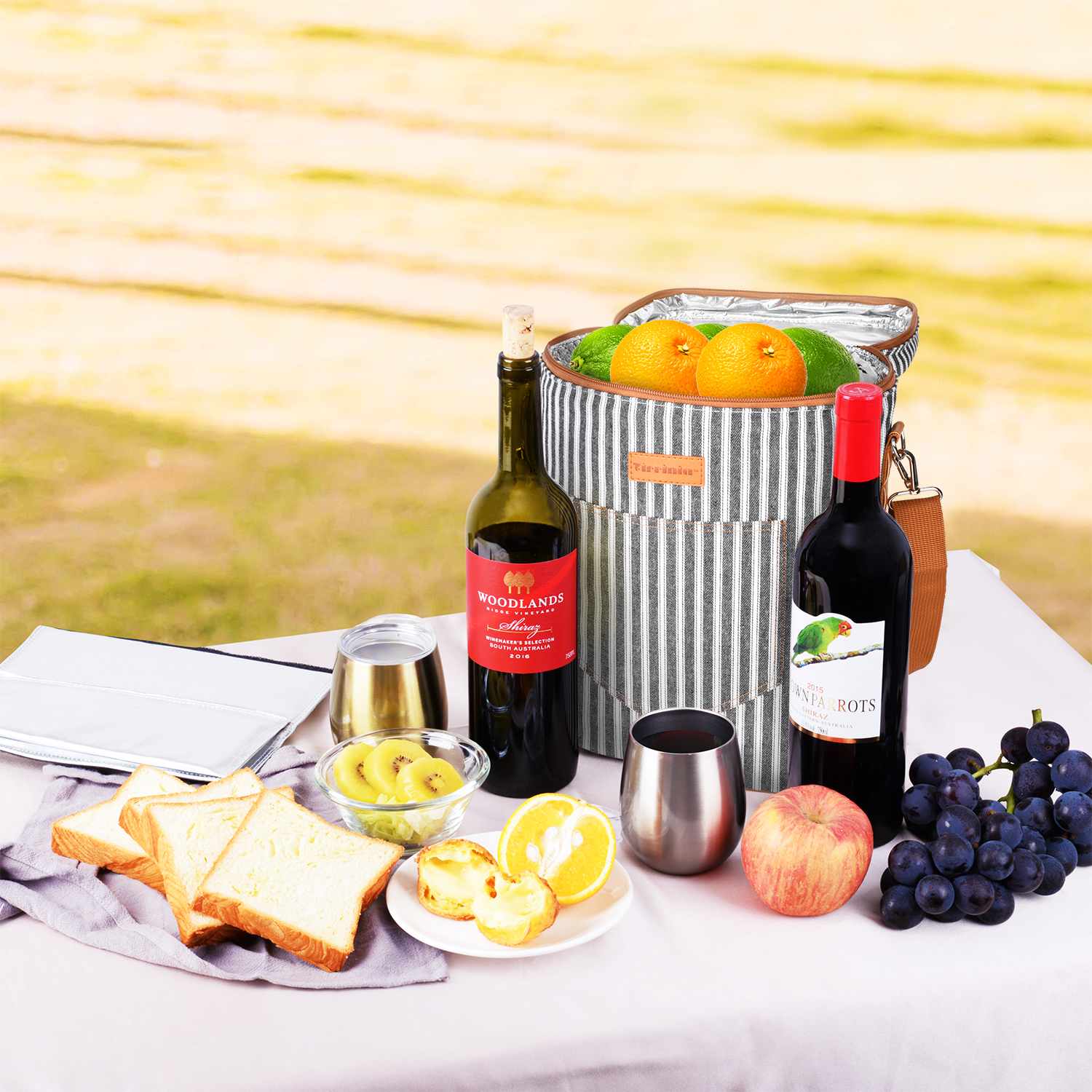 Black Stripe 4 Bottle Wine Bag